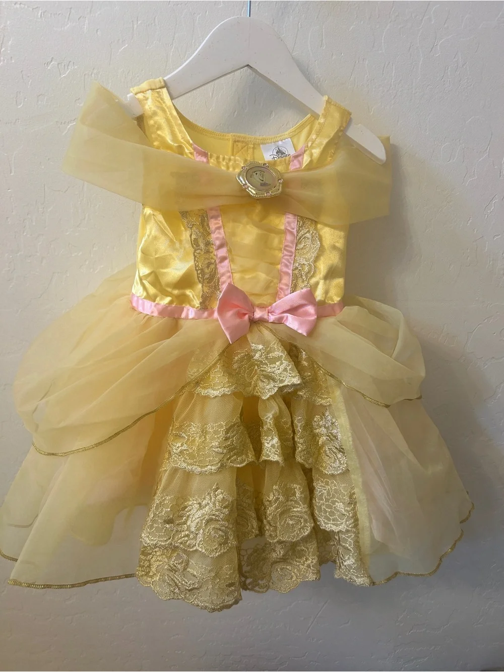 Belle Princess Tulle Costume Dress with Pink Accents